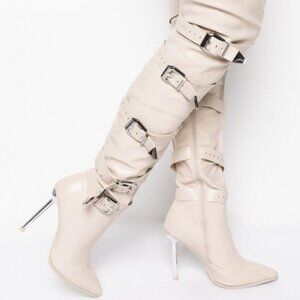 AZALEA WANG MADE TO  LAST STILETTO BOOT IN BONE ( BRAND NEW !!!!!!! )